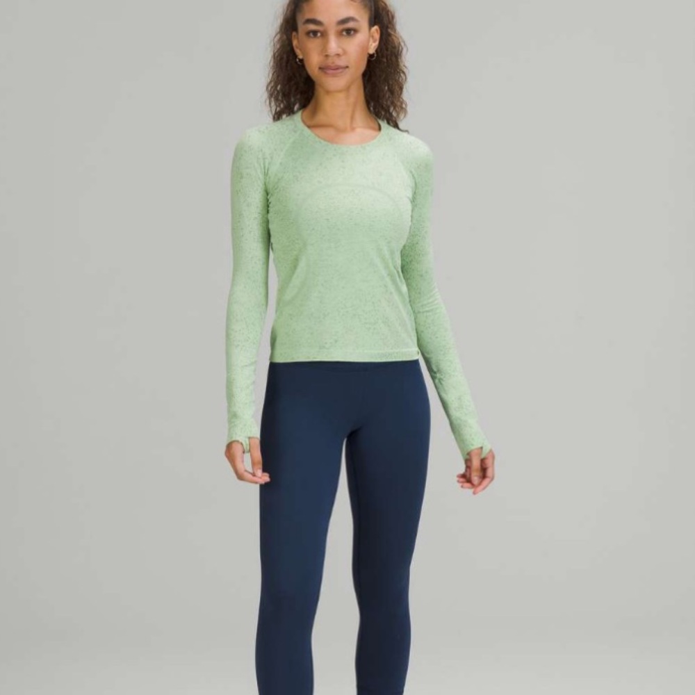 Lululemon Swiftly‎ Tech 2.0 Distorted Noise Creamy Mint Cedar Green Shirt Sz 14